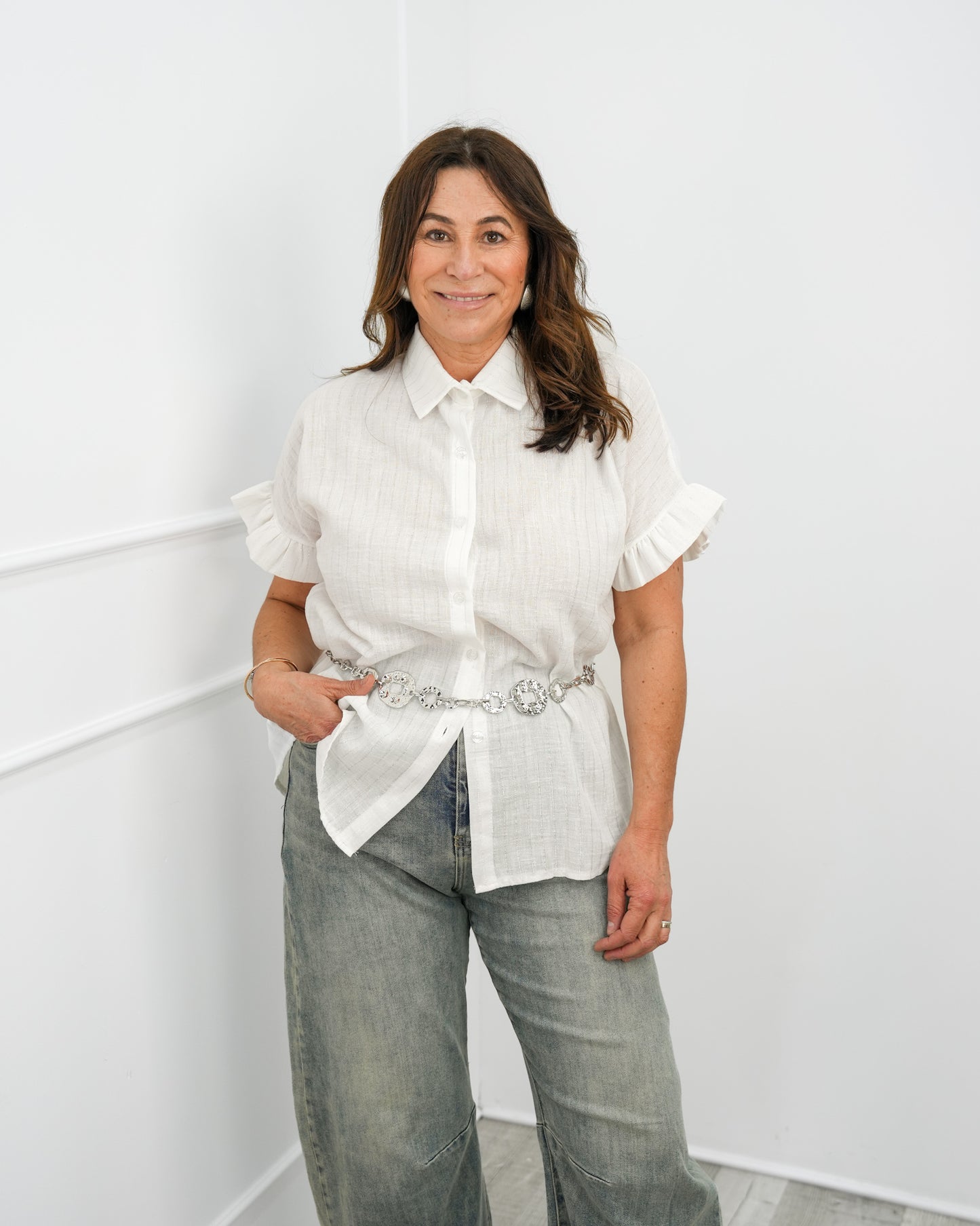 CAMISA C/ RISCA PRATA