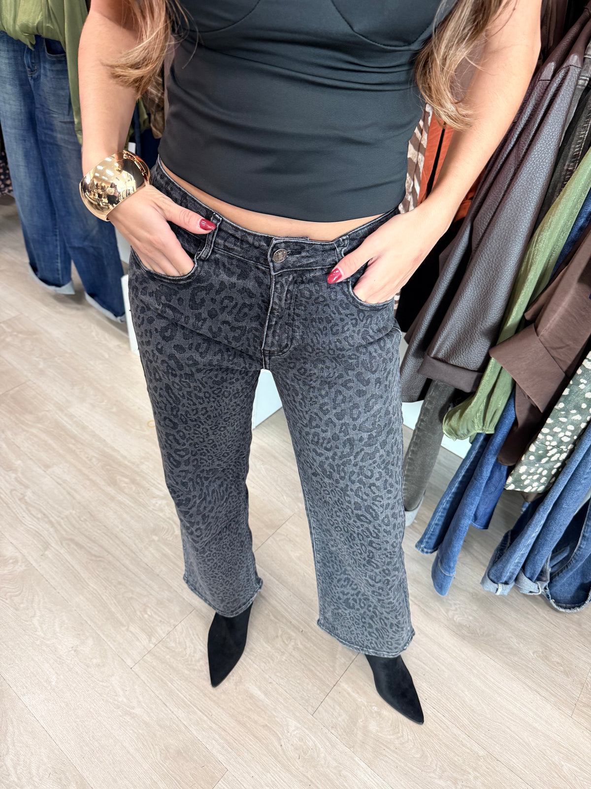 Calça Jeans Animal print Regular